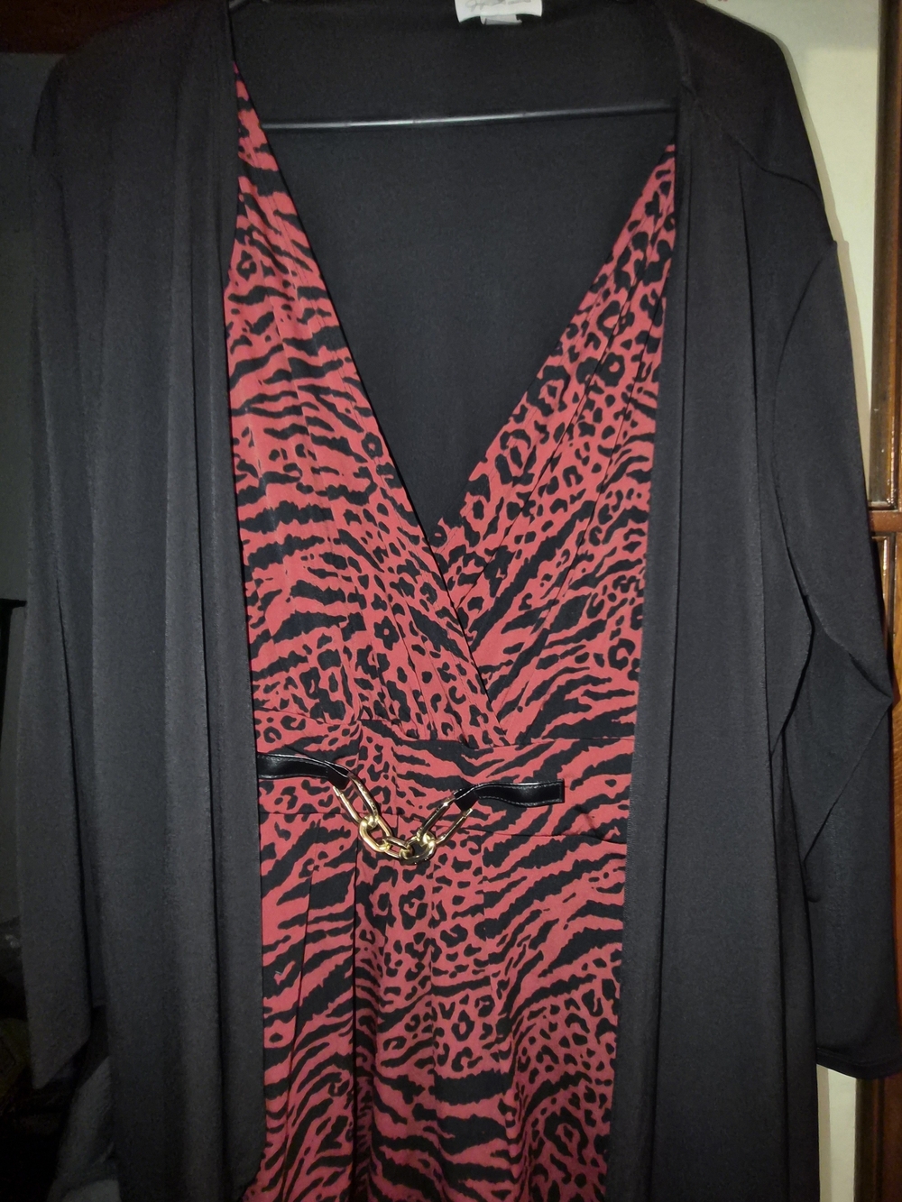 Women’s Red Animal Blouse with Black Belt